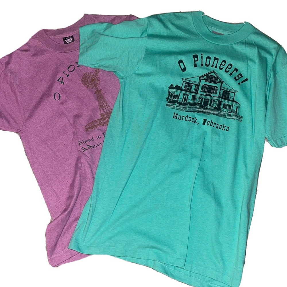 O Pioneers! Cast and Crew T Shirts 1992 Jessica Lange Nebraska LOT OF 2 XL&L